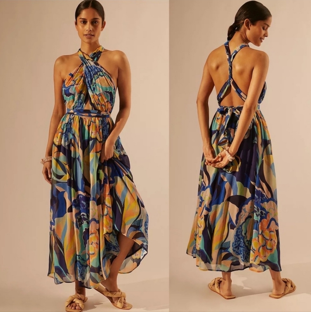 Anthropologie ALEXANDRA FARMER Printed Maxi Dress